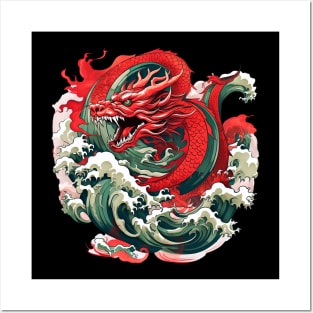 Red & Green Dragon Posters and Art